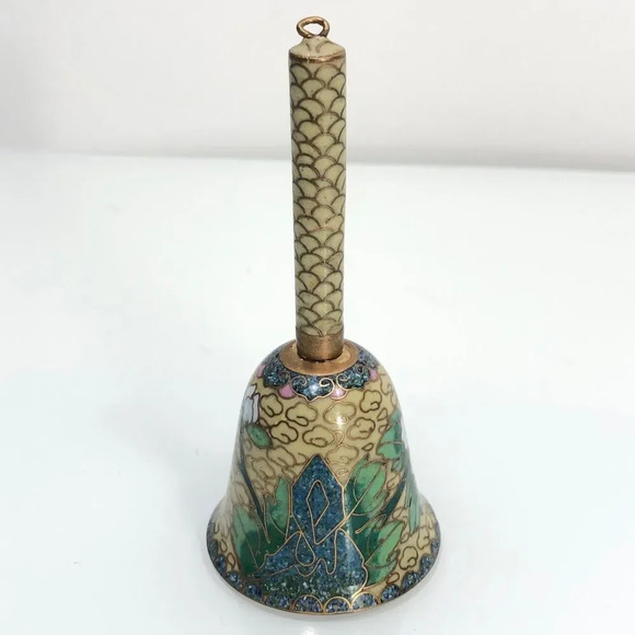 Vintage Small Floral Motif Cloisonne Bell - Picture 3 of 10